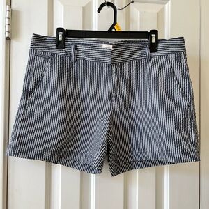 Lands' End Navy and White Striped Seersucker Women's Shorts